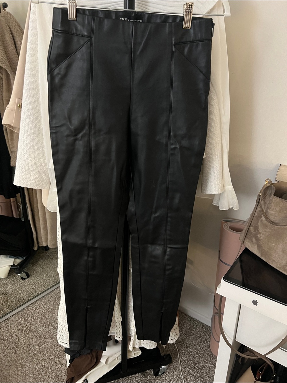 Zara Black Faux Leather Skinny Pants